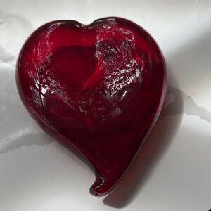 Pottery Barn Deep Red Glass Heart Art